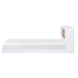 B2012BCT-1* (3) Twin Bookcase Bed, side profile, ultra-low white platform with bookcase headboard