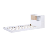 B2012BCT-1* (3) Twin Bookcase Bed, front view with open storage door, white frame