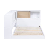 B2012BCT-1BC* Twin Bookcase Corner Bed, front view with cabinet open and mattress in place