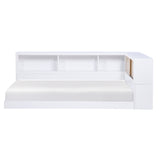 B2012BCT-1BC* Twin Bookcase Corner Bed, open shelving headboard, side view