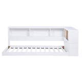 B2012BCT-1BC* Twin Bookcase Corner Bed, slat support front view with natural door panel