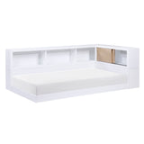 B2012BCT-1BC* Twin Bookcase Corner Bed, open side bookcase and closed headboard doors
