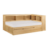 Bartly Pine Twin Bookcase Corner Bed with Twin Trundle from Homelegance - Luna Furniture