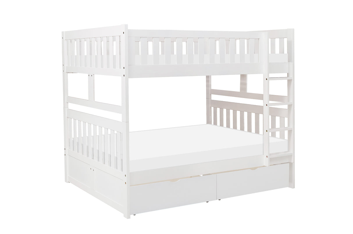 Galen White Full/Full Bunk Bed with Storage Boxes from Homelegance - Luna Furniture