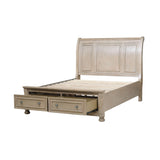 Bethel Wire Brushed Gray King Sleigh Storage Platform Bed - Luna Furniture