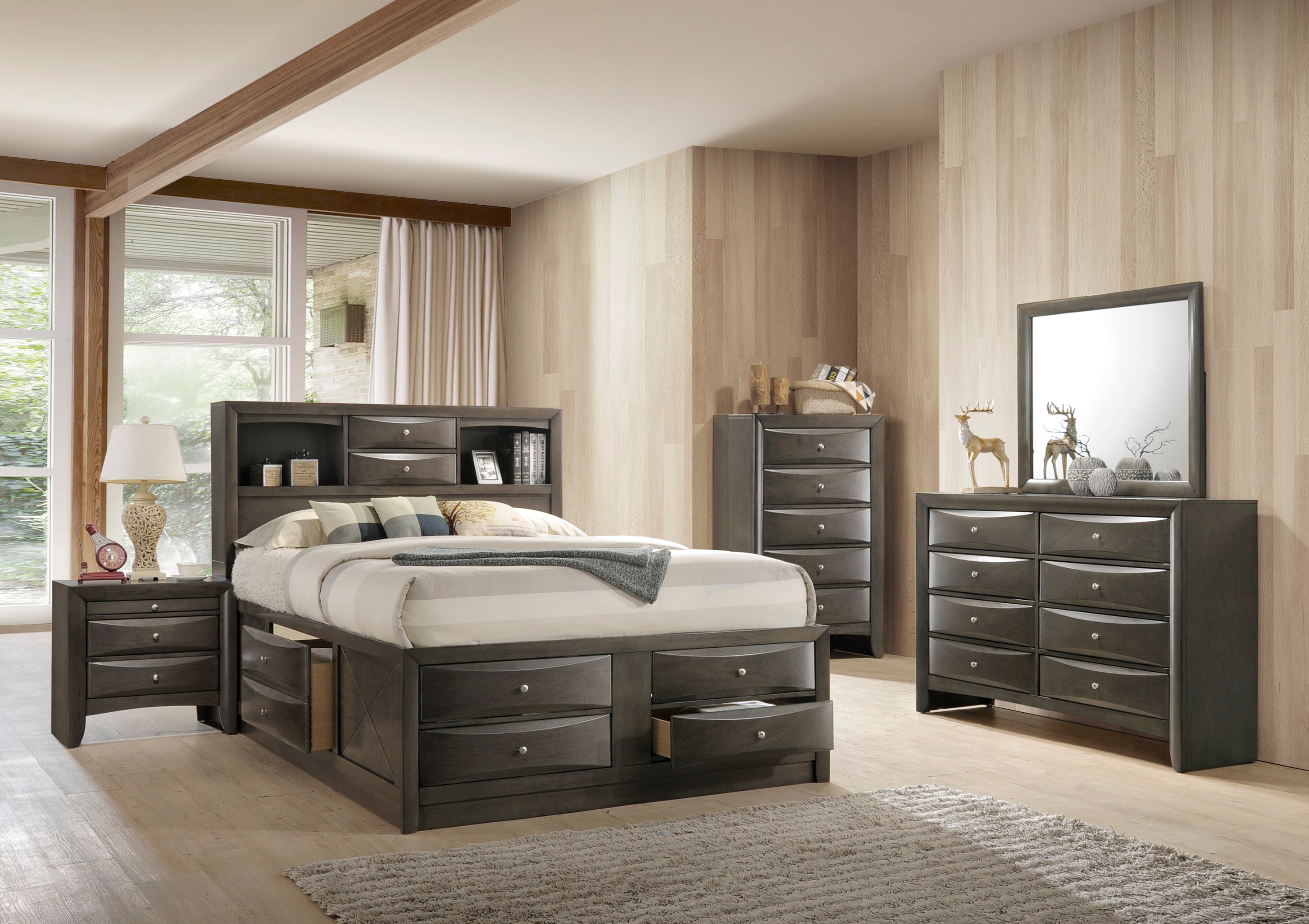 Emily Gray Storage Platform Bedroom Set - Luna Furniture from