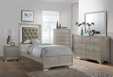 Lyssa Champagne Twin LED Upholstered Panel Bed from Crown Mark - Luna Furniture