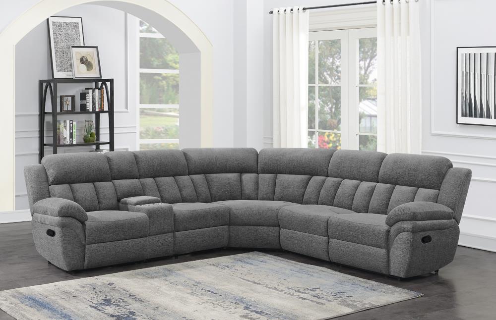 Bahrain Charcoal 6-Piece Upholstered Motion Sectional from Coaster - Luna Furniture