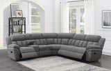 Bahrain Charcoal 6-Piece Upholstered Motion Sectional from Coaster - Luna Furniture