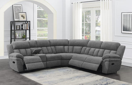 Bahrain Charcoal 6-Piece Upholstered Motion Sectional from Coaster - Luna Furniture