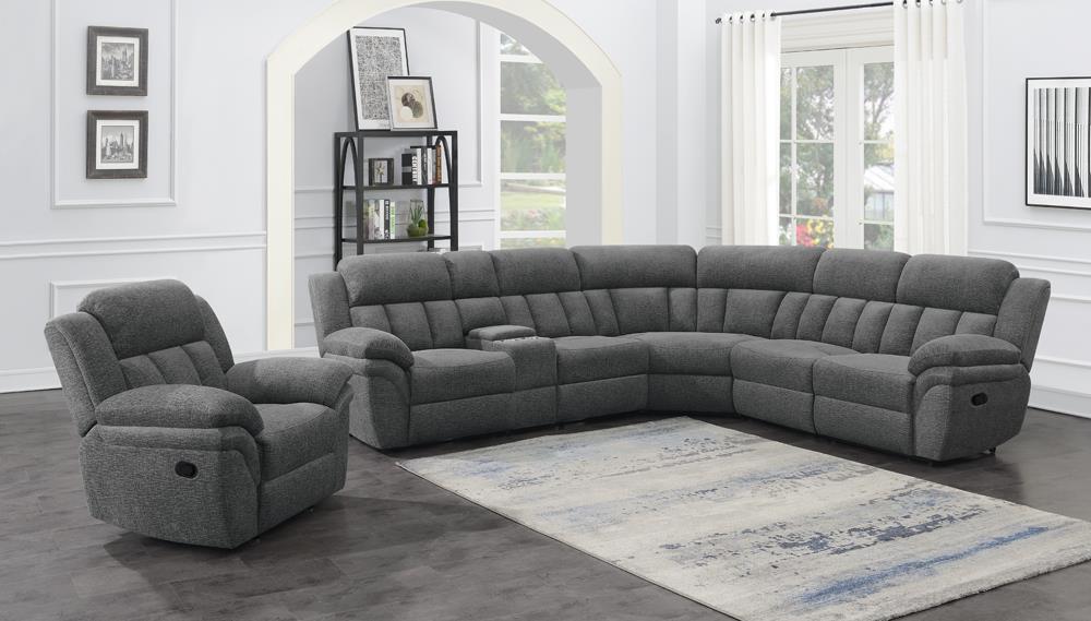 Bahrain Charcoal 6-Piece Upholstered Motion Sectional from Coaster - Luna Furniture