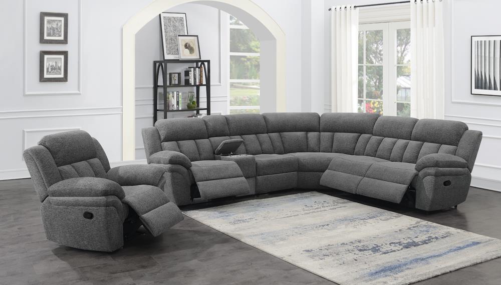 Bahrain Charcoal 6-Piece Upholstered Motion Sectional from Coaster - Luna Furniture