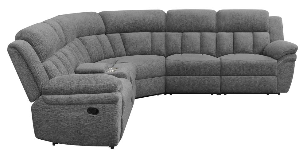 Bahrain 6-piece Upholstered Motion Sectional Charcoal - 609540 - Luna Furniture