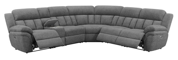 Bahrain 6-piece Upholstered Power Sectional Charcoal - 609540P - Luna Furniture