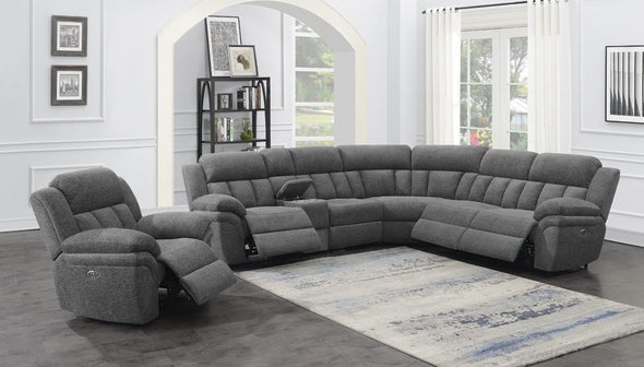 Bahrain 6-piece Upholstered Power Sectional Charcoal - 609540P - Luna Furniture