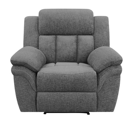 Bahrain Charcoal Upholstered Glider Recliner from Coaster - Luna Furniture