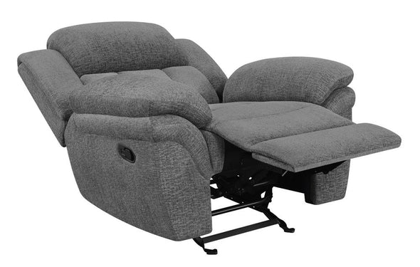 Bahrain Upholstered Glider Recliner Charcoal - 609543 - Luna Furniture