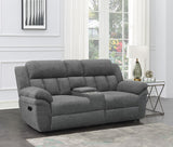Bahrain Charcoal Motion Loveseat with Console from Coaster - Luna Furniture