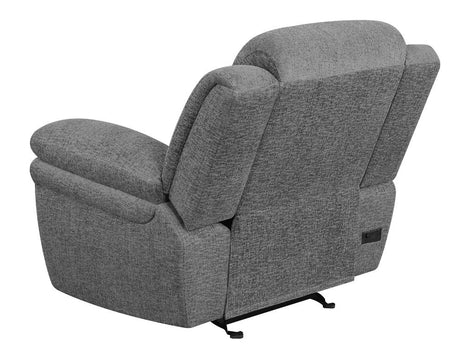 Bahrain Charcoal Upholstered Power Glider Recliner from Coaster - Luna Furniture