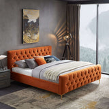 Bailey Velvet Upholstered Platform Bed King / Cognac from Ashcroft Furniture - Luna Furniture