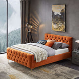 Bailey Velvet Upholstered Platform Bed King / Cognac - AFC00671 - Luna Furniture