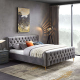 Bailey Velvet Upholstered Platform Bed King / Cognac from Ashcroft Furniture - Luna Furniture