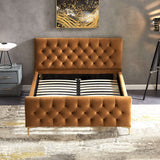 Bailey Velvet Upholstered Platform Bed King / Cognac from Ashcroft Furniture - Luna Furniture