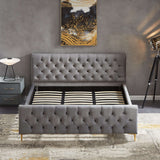 Bailey Velvet Upholstered Platform Bed King / Cognac from Ashcroft Furniture - Luna Furniture