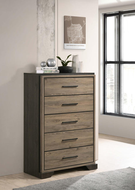 Baker 5-drawer Chest Brown and Light Taupe - 224465 - Luna Furniture