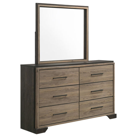 Baker 6-drawer Dresser with Mirror Brown and Light Taupe - 224463M - Luna Furniture