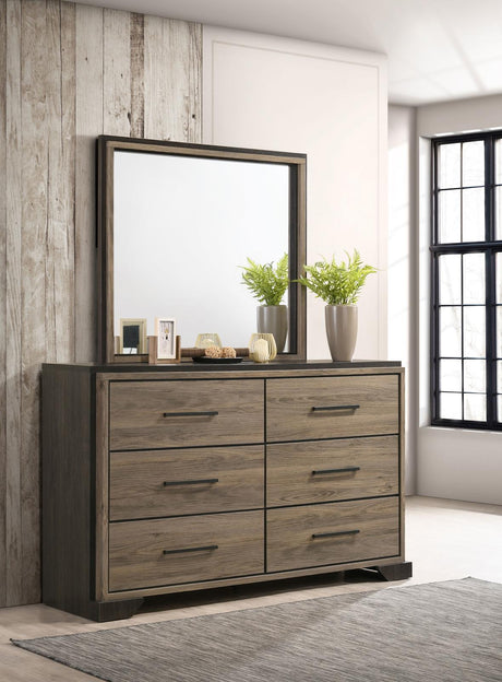 Baker 6-drawer Dresser with Mirror Brown and Light Taupe - 224463M - Luna Furniture
