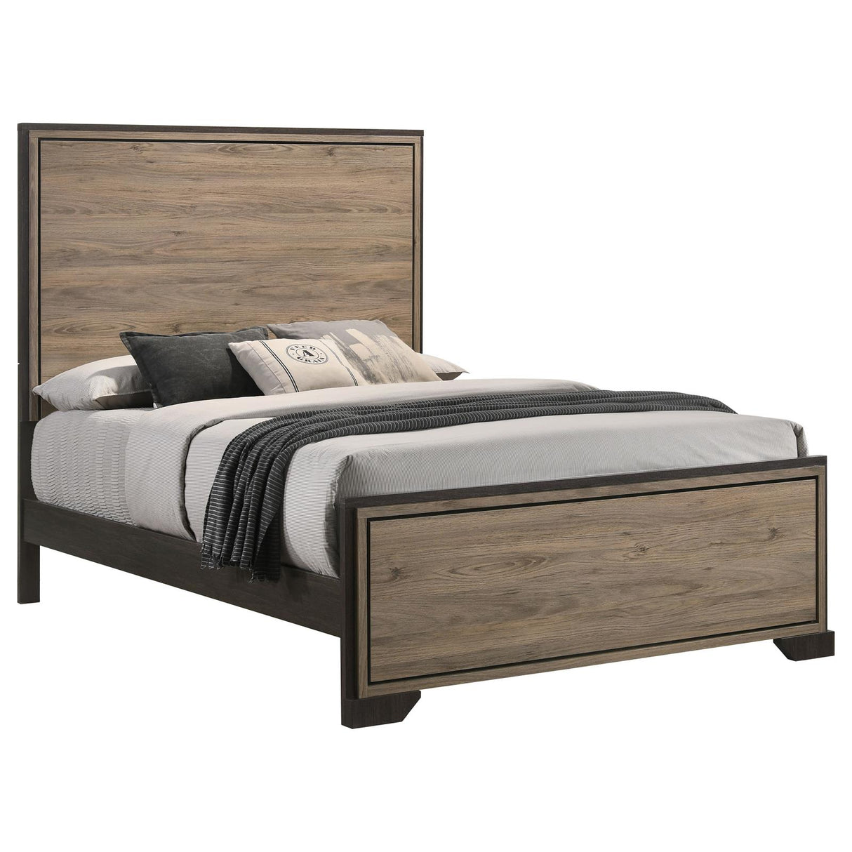 Baker Panel California King Bed Brown and Light Taupe - 224461KW - Luna Furniture