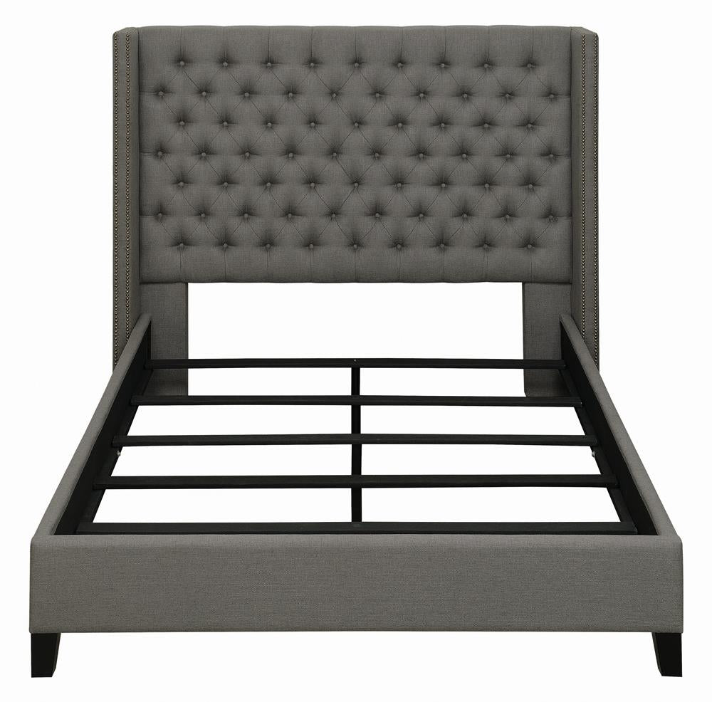 Bancroft Demi-wing Upholstered Eastern King Bed Grey - 301405KE - Luna Furniture