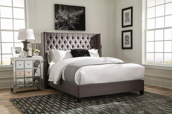 Bancroft Demi-wing Upholstered Full Bed Grey - 301405F - Luna Furniture