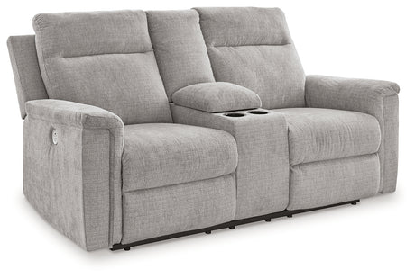Barnsana Ash Power Reclining Loveseat with Console from Ashley - Luna Furniture
