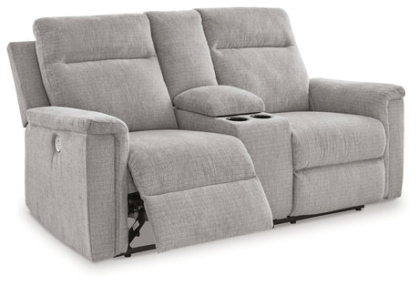 Barnsana Ash Power Reclining Loveseat with Console from Ashley - Luna Furniture