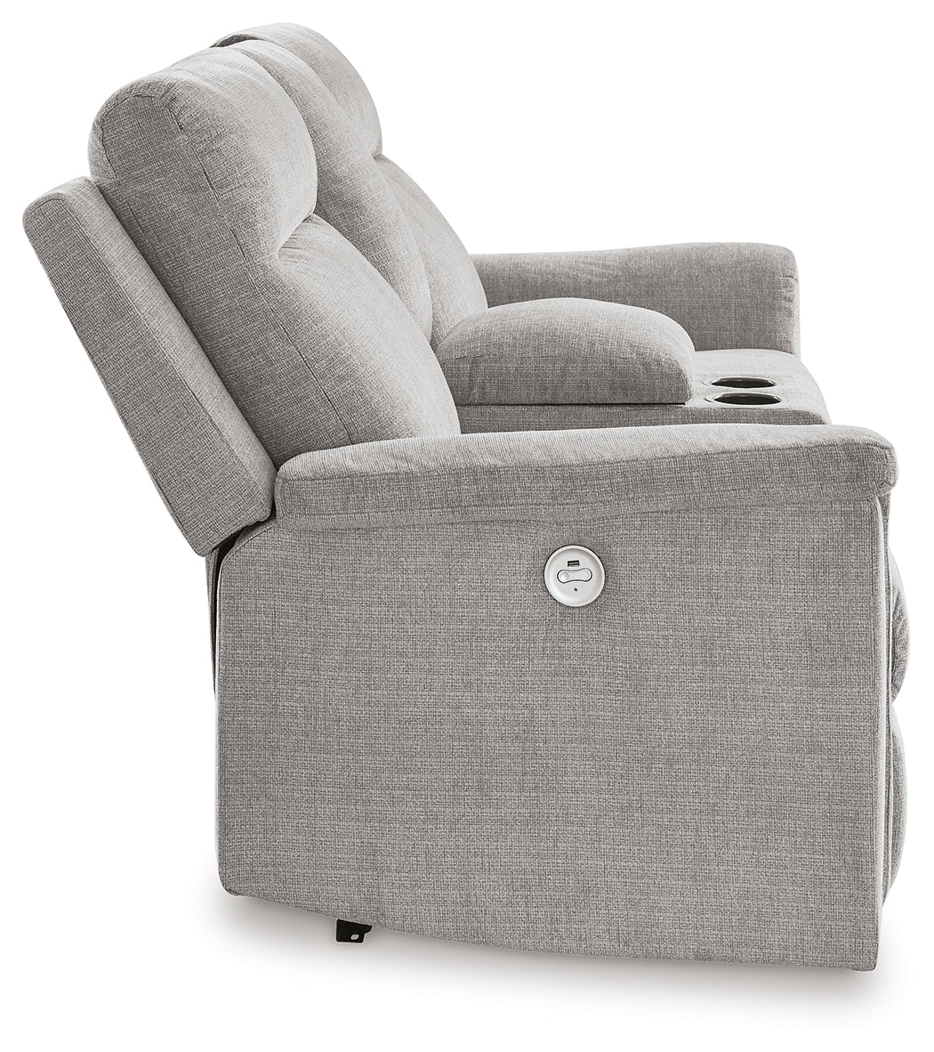 Barnsana Ash Power Reclining Loveseat with Console from Ashley - Luna Furniture