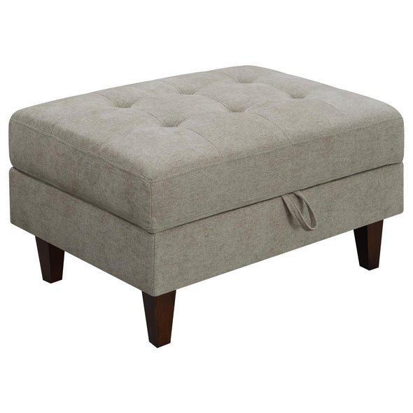 Barton Upholstered Tufted Ottoman Toast and Brown - 509797 - Luna Furniture