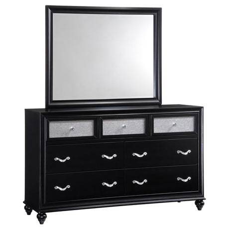 Barzini 7-drawer Dresser with Mirror Black - 200893M - Luna Furniture