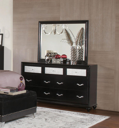 Barzini 7-drawer Dresser with Mirror Black - 200893M - Luna Furniture