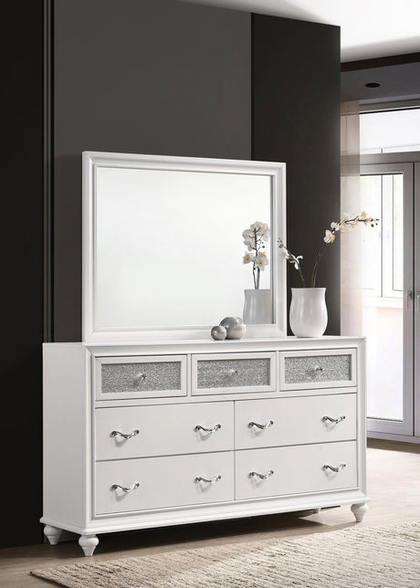 Barzini 7-drawer Dresser with Mirror White - 205893M - Luna Furniture