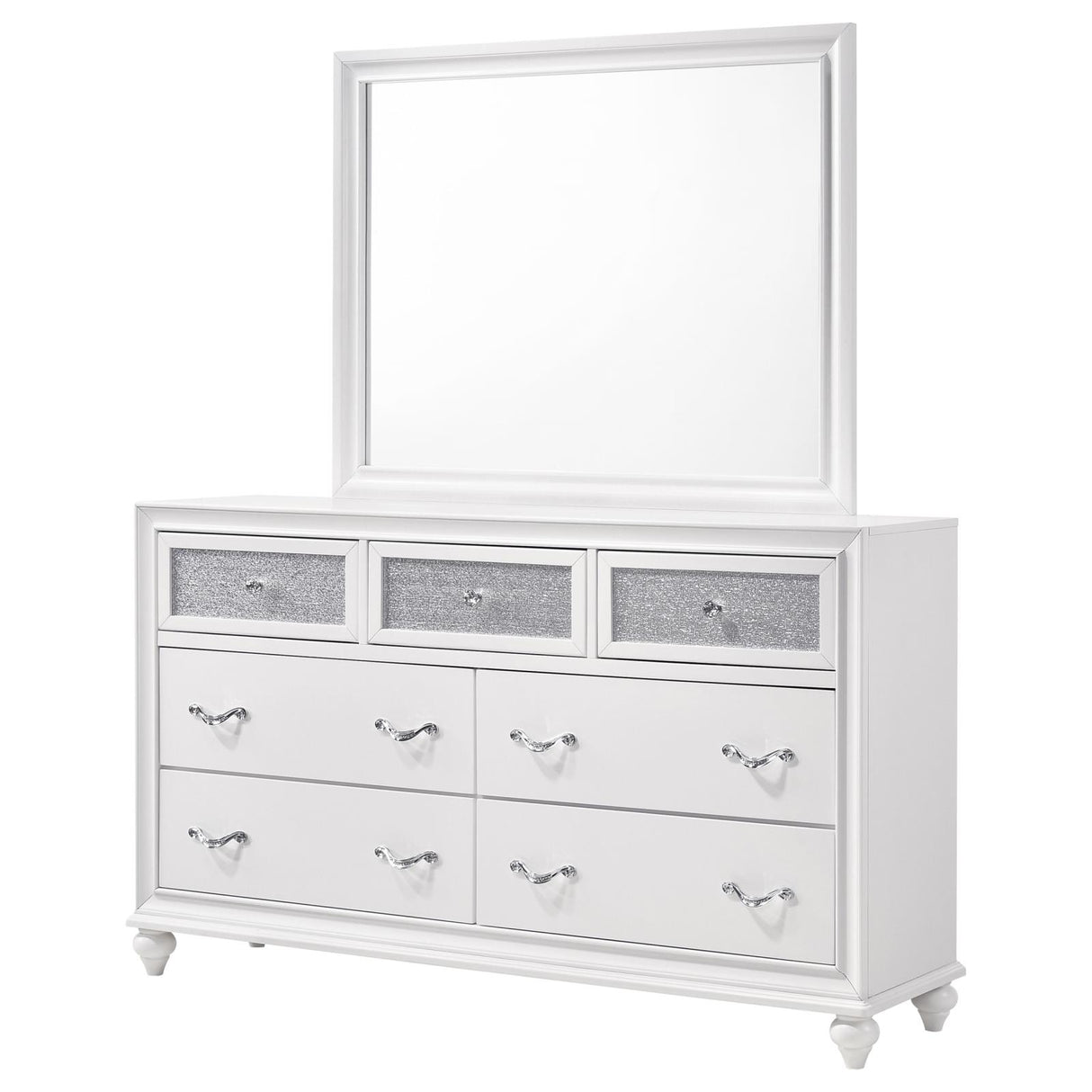 Barzini White 7-Drawer Dresser with Mirror from Coaster - Luna Furniture