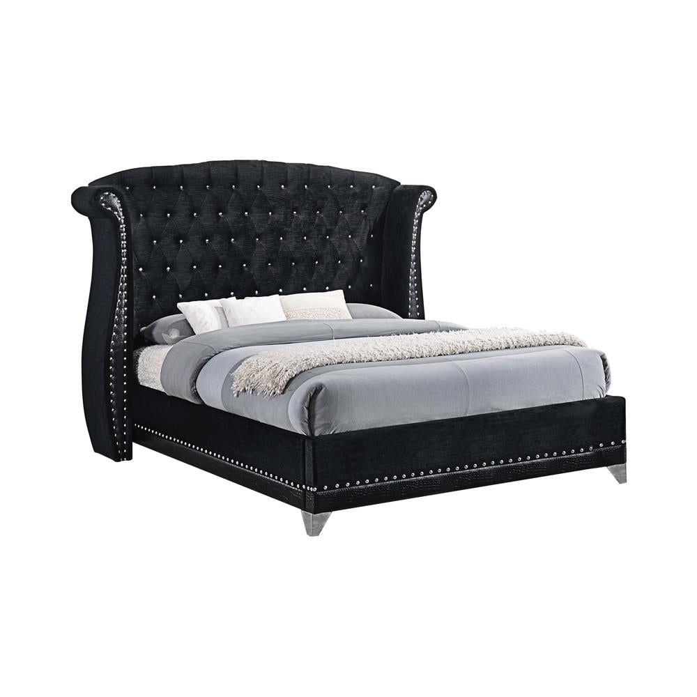 Barzini Black California King Tufted Upholstered Bed from Coaster - Luna Furniture