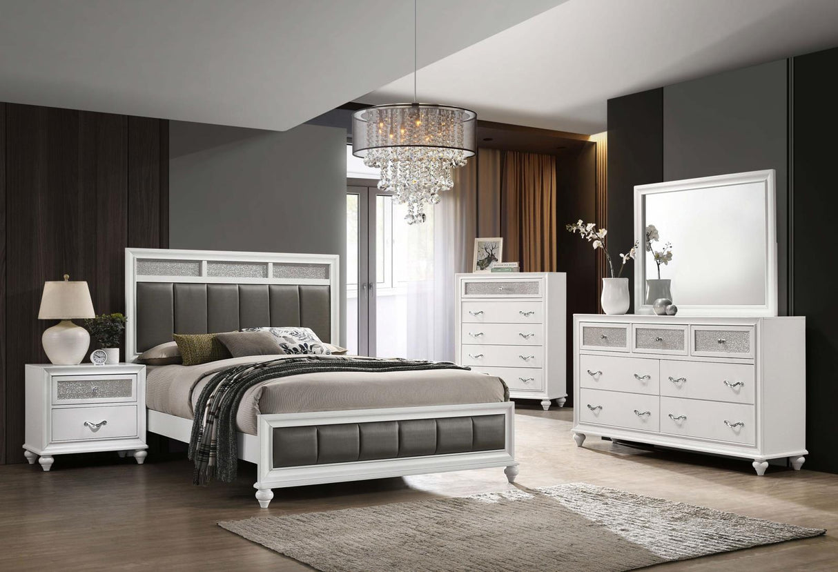 Barzini California King Upholstered Panel Bed White - 205891KW - Luna Furniture