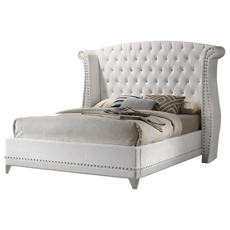 Barzini Eastern King Wingback Tufted Bed White - 300843KE - Luna Furniture