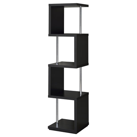 Baxter Black and Chrome 4-Shelf Bookcase from Coaster - Luna Furniture
