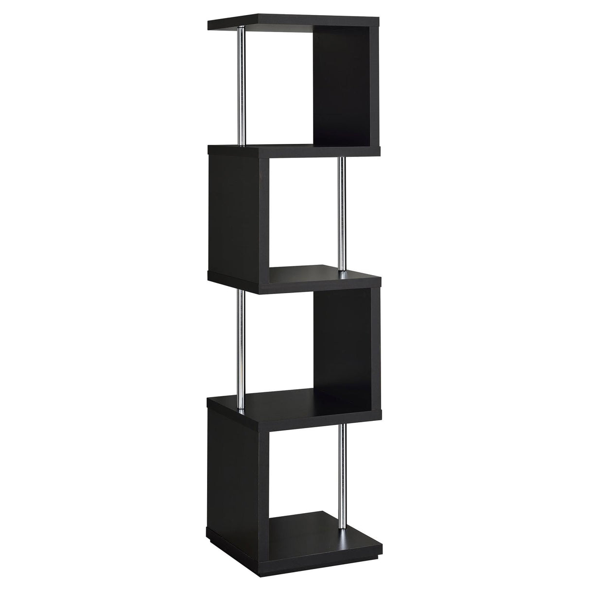 Baxter 4-shelf Bookcase Black and Chrome - 801419 - Luna Furniture