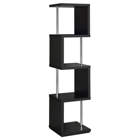 Baxter Black and Chrome 4-Shelf Bookcase from Coaster - Luna Furniture