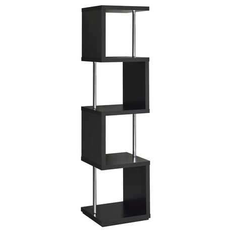 Baxter Black and Chrome 4-Shelf Bookcase from Coaster - Luna Furniture