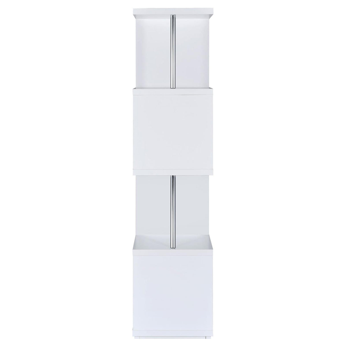 Baxter White and Chrome 4-Shelf Bookcase from Coaster - Luna Furniture